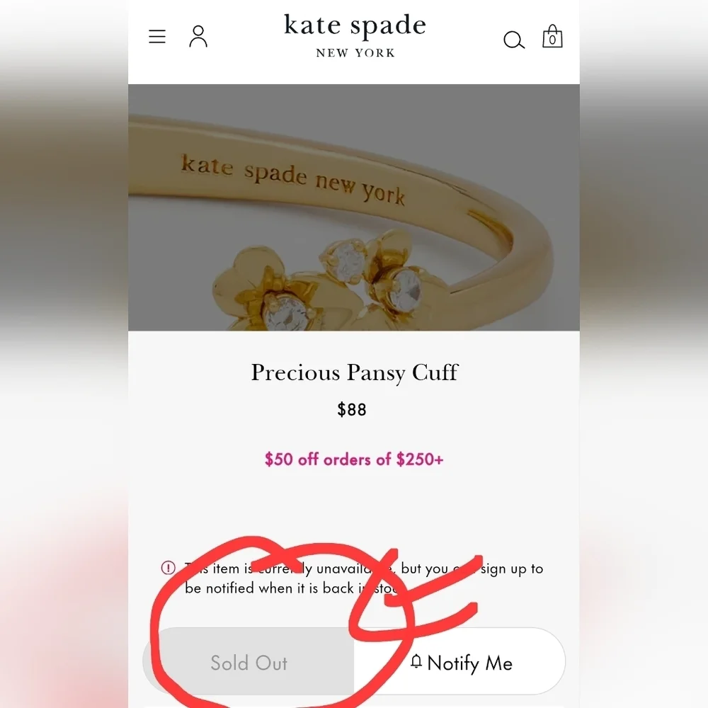 💛🔹️Kate Spade🔹️ Precious Pansy Gold Floral Hinge Cuff Bracelet